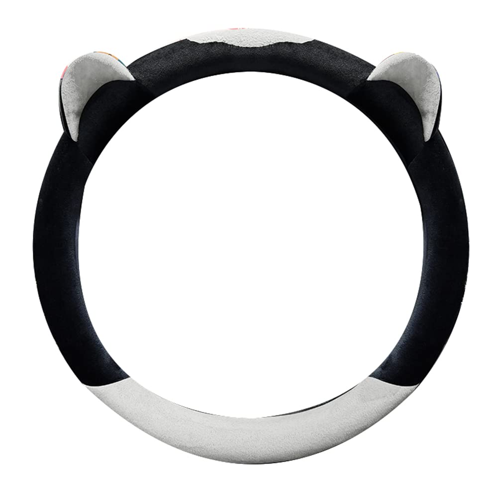Dotesy Set Coprivolante Auto Con Orecchie Di Gatto E Sottobicchieri: Accessori Auto Simpatici E Antiscivolo, Pelle Morbida, Diametro 38 Cm