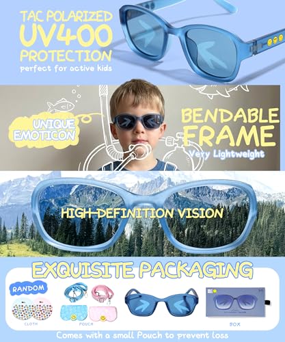 Image of SMILEYWORLD Kids Sunglasses Polarized UV400 Protection for Boys Girls Flexible Unbreakable Lightweight Shatter-Resistant
