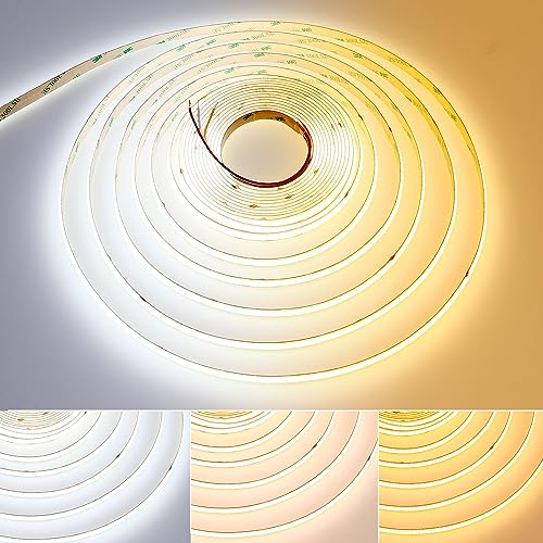 GOMING 24V 10M CCT Tunable White COB LED Strip Lights 2700-6500K 624LEDs/M CRI 93+ High Brightness No-Waterproof IP20 LED Tape Lights for DIY Home Decor(Controller and Power Supply Not Included)