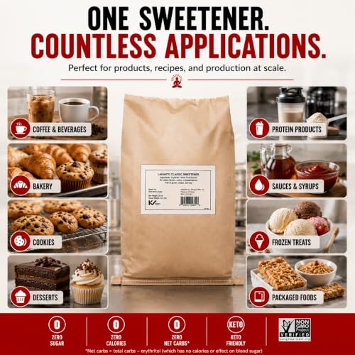 Image of Lakanto Bulk Classic Monk Fruit Sweetener with Erythritol - Bulk White Sugar Substitute, Baking, Extract, Sugar Replacement (Classic White - 20 kg)
