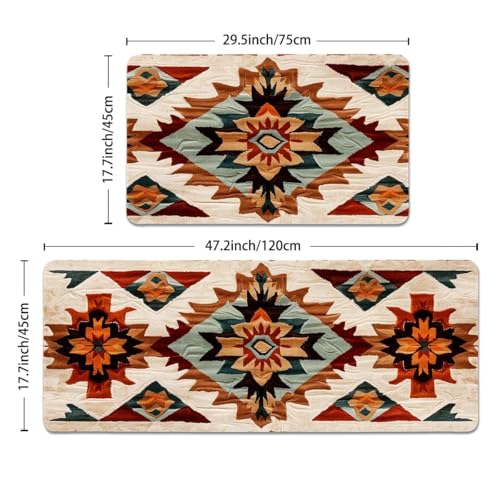 Set de 2 Tapetes de Cocina Geométricos de 17"x29" y 17"x47" miniatura 3