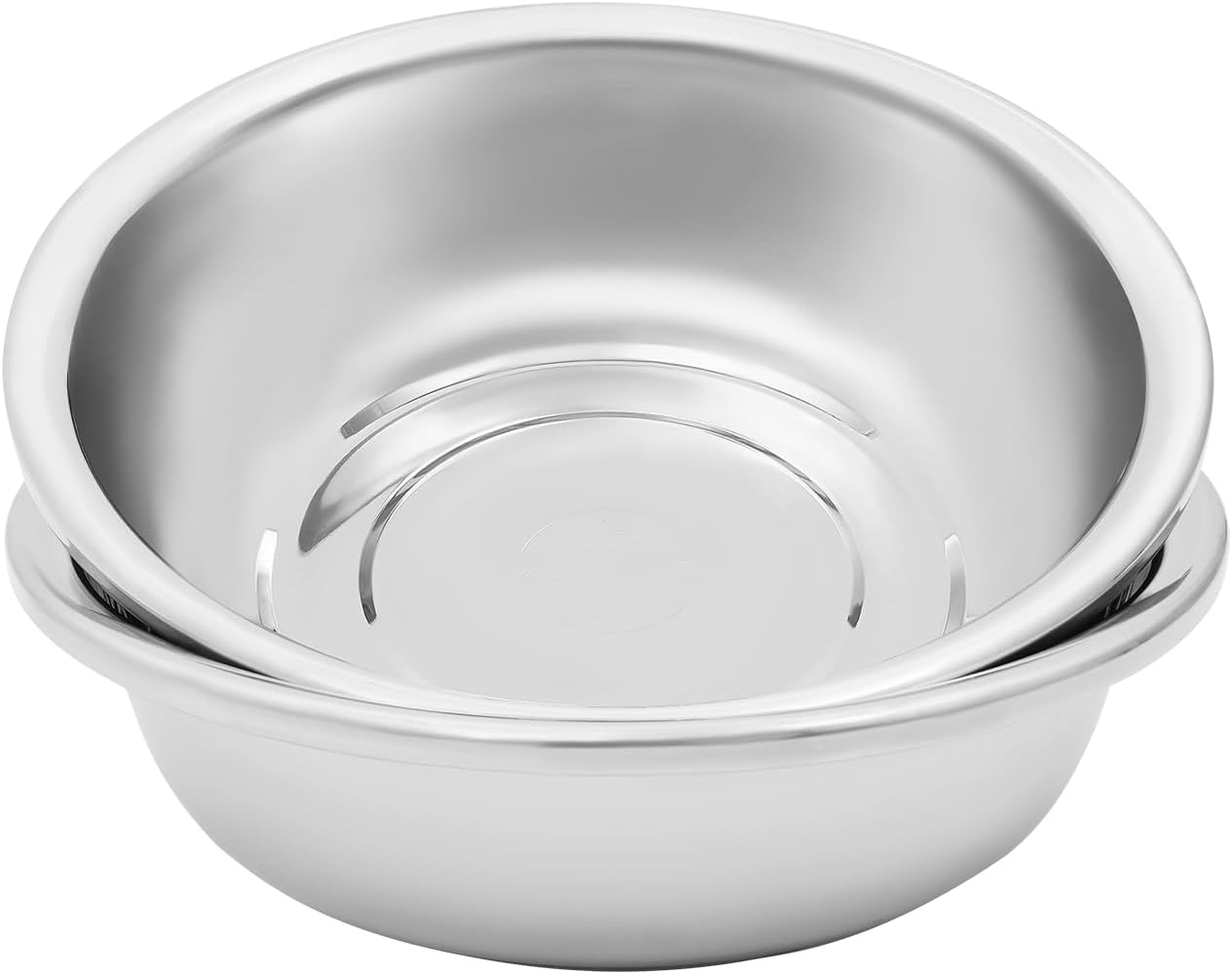 Large Mixing Bowls Set of 2, 304 Stainless Steel Mixing Bowl, Heavy Duty Polished Metal Bowl for Baking, Cooking, Kneading Dough, Salad, Dishwasher Safe & Stackable (16.93" x 5.91")