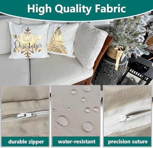 FLYMEI Patio Cushion Covers 24x24x4, Apricot, 4Packs - 3