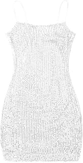 Girls Sparkly Dress Teen Homecoming School Dance Party Sequin Spaghetti Strap Special Occasion Tight Bodycon Dress