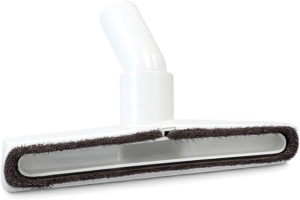 Plastic Floor Brush with Horse Hair Bristles Tool Attachment Fits 1.25 Inch Vacuum Cleaner Wands, 10 Inch Wide Cleaning Path, White.