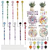 OLYCRAFT 10 Sets/294 Stück Perlen Gartenstecker Set DIY Feenstab Stecker Set Set Für Den Außenbereich Bestehend Aus 10 Gewindestangen 10 Kristallspitzen Und 264 bunten Perlen Für Die Dekoration