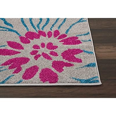Nourison Passion Grey 6'7" x 9'6" Area Rug, Floral, Farmhouse, Easy Cleaning, Non Shedding, Bed Room, Living Room, Dining Room, Kitchen, (7' x 10') 51OL2tQh2sL. SS400