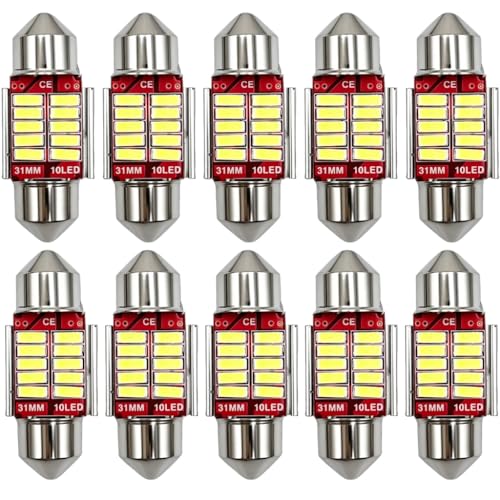 Image of Klyk 10 PCS Festoon LED Car Bulb, 31 MM 240LM 6500K 4014 Chipsets Lamps