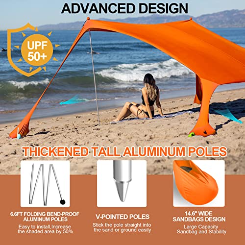 Buheco Beach Tent Pop Up Shade 10X10Ft Beach Canopy Sun Shelter Upf50+ With 4 Foldable Poles-Portable Carrying Bag-Sand Shovel-Ground Pegs-Windproof Ropes For Outdoor Family Camping-Fishing- Picnic #TOP1