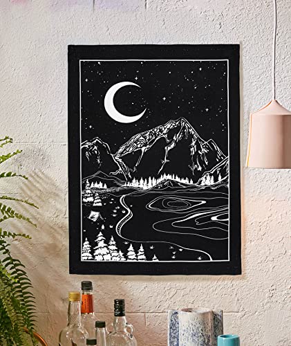 Lifeel 3Pack Sun And Moon And Star Landscape Tapestry Wall Hanging, Vertical Black And White Aesthetic Tapestries For Bedroom Home Wall Decor 20×27 Inch #TOP3