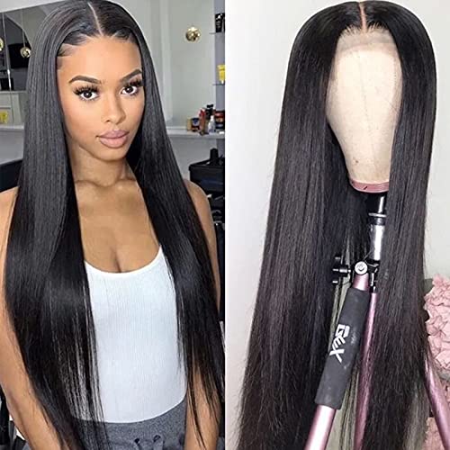 Lace Front Wigs Human Hair Straight 13x4 HD Lace Frontal Wigs Human Hair Pre Plucked with Baby Hair 150% Density Brazilian Virgin Lace Front Wig for Black Women (32 Inch)