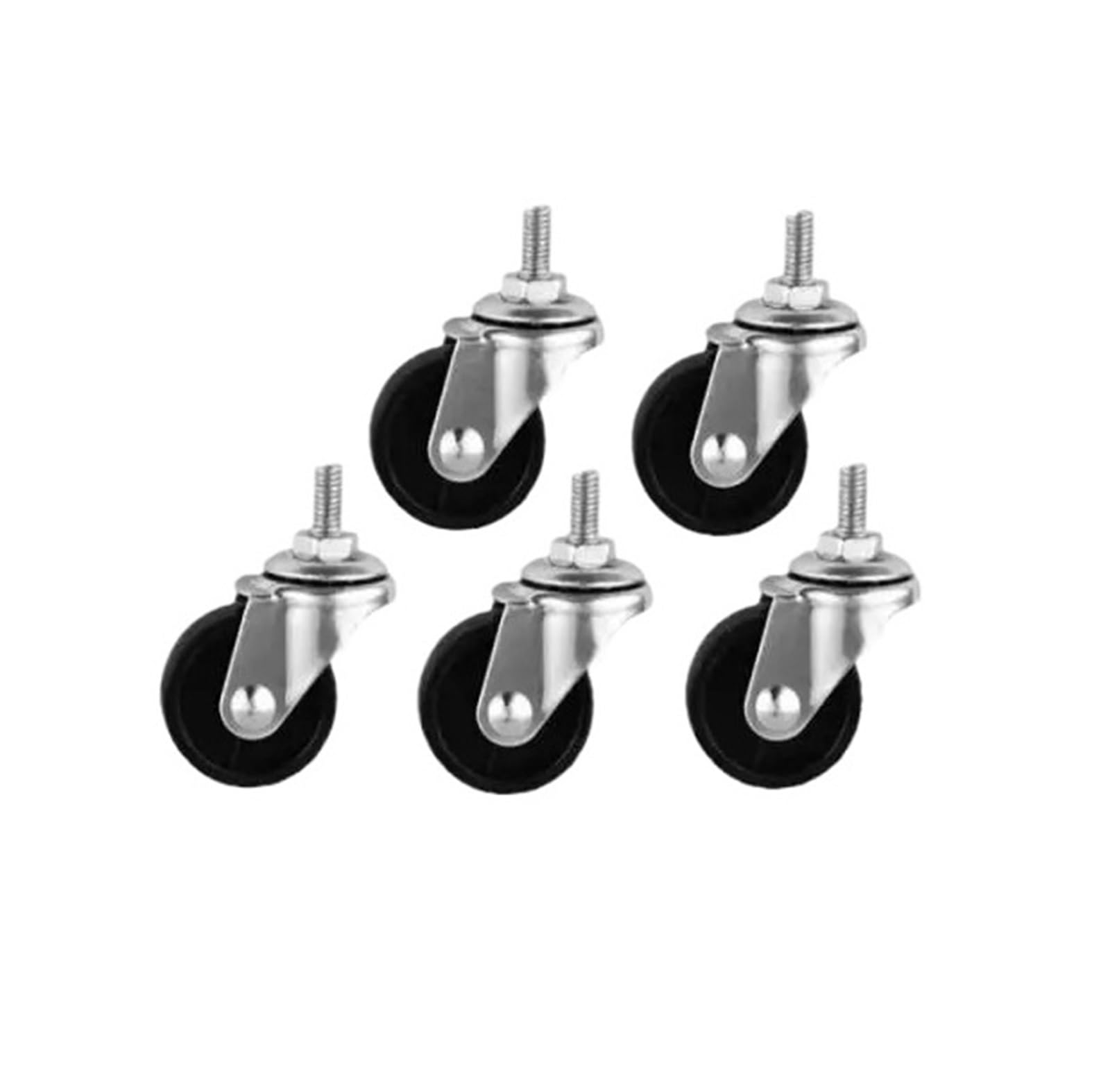 MXXDMOPD 5-Pack casters 2 inches Light Black PP Movable Screw M10 Electrical Furniture Universal Wheels