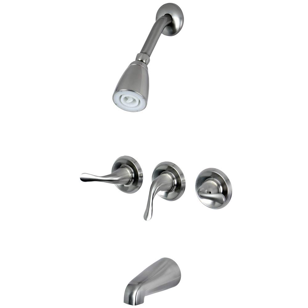 Mélangeur haut de gamme Kingston Brass KB2238YL avec rosaces en nickel satiné de 3-1/8 pouces