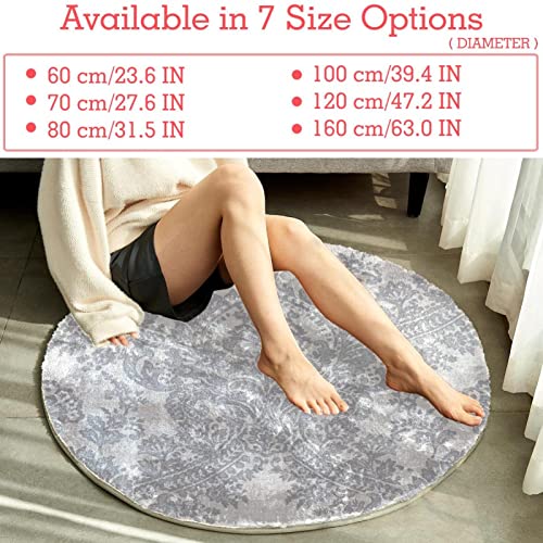 Batik Silver Round Area Rug Bedroom Carpet Shaggy Soft Chair Mat Washable Doormat #TOP4
