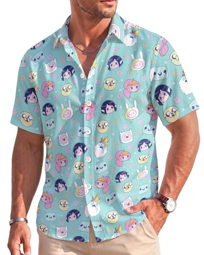 Cute Farm Animal Print Casual Button Shirts Summer Animal Short Sleeves Hawaiian Shirt Birthday Gifts for Men Women
