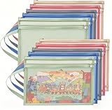10 Stück Aufbewahrungsbeutel & Organisation mit Reißverschluss, Nylon Puzzle Taschen, Puzzle, Bausteine, netztasche für Schule, Büro & Spiele (A4*5,A5*5,Haken*10)