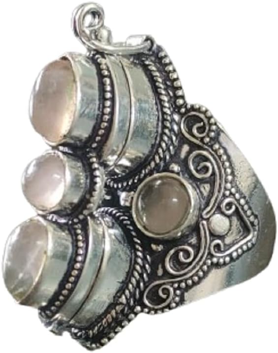 Rose Quartz Poison Ring, Multi-stone Pill Box Ring, Double-box Ring, Gift For Her, Compartment Ring, 925 Silver Field Ring, Christmas Gifts, Valentines Day Gifts