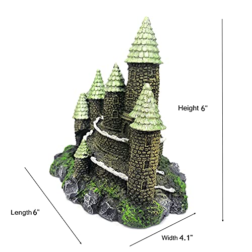 Image of M2cbridge Aquarium Decor Castle Shipwreck Ornament Underwater Landscape(Green Castle)