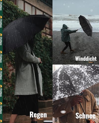 Chakipee Kompakter Reise Regenschirm Groß Sturmfest – Automatik Taschenschirm für Herren und Damen, Tragbarer 210T-Stoff 106 cm Spannweite 8 Rippen Schirm Schwarz