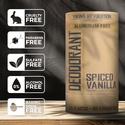 Image of Viking Revolution Spiced Vanilla Deodorant for Men - Deodorant Men Aluminum Free with Shea Butter and Tapioca Starch Mens Deodorant Stain- Free and Baking Soda-Free Natural Deodorant for Men (2.65oz)