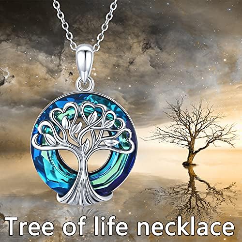 Odinstone Tree of Life Necklace, 925 Sterling Silver Family Tree of Life Pendant for Women, Abalone Shell Tree of Life Jewellery Gifts for Women