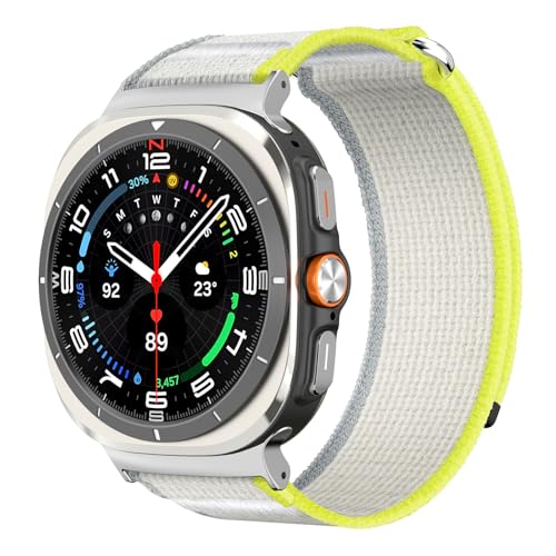 Astorgos Nylon Correa Loop Deportiva Compatible con Samsung Galaxy Watch Ultra 47mm (2025/2024) para Hombre Mujer, Pulsera de Nailon Ajustable de Recambio para Galaxy Watch 7 Ultra, Amarillo/Gris Astorgos Nylon Correa Loop Deportiva Compatible con Samsung Galaxy Watch Ultra 47mm (2025/2024) para Hombre Mujer, Pulsera de Nailon Ajustable de Recambio para Galaxy Watch 7 Ultra, Amarillo/Gris