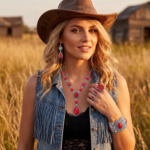 Image of Ecally Western Turquoise Jewelry Set for Women