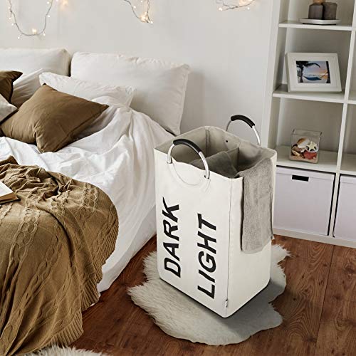 110L X-Large Double Laundry Hamper With Comfortable Handle, Waterproof Oxford Cloth Laundry Basket,Self-Standing Clothes Hamper,Folding Storage Organizers For Dorm Room (Gray) #TOP4