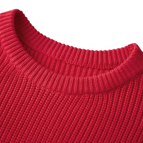 Mommy and Me Matching Sweaters Ribbed Long Sleeve Round Neck Chunky Knit Tops for Fall Winter3