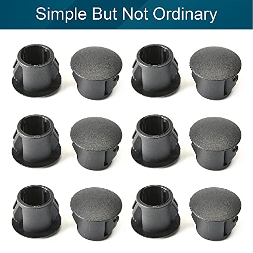 Image of Heyiarbeit 20pcs Hole Plugs 3 /8 inch / 10mm Nylon Plastic Round Snap in Type Locking Hole Tube Furniture Fencing Post Pipe Insert End Caps Black Tone