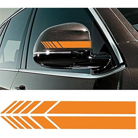 YOUNGFLY 2pcs Car Rear View Mirror Stickers Decor DIY Car Body Sticker Side Decal Stripe Decals SUV Vinyl Graphic Orange Cover
