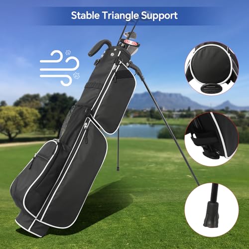 Sunday Golf Bag- Dual Strap Golf Stand Bag with 6 Pockets, Lightweight Small Golf Bag for a Few Clubs and Rain Cover Hood - Thumbnail 4