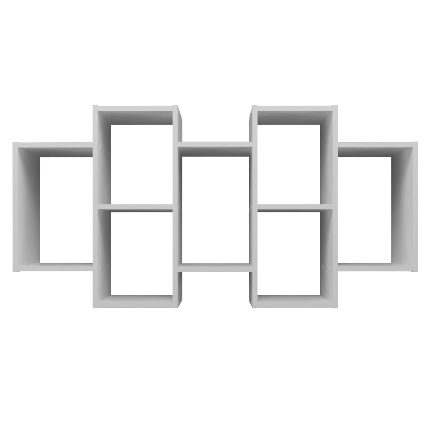 WHATSIZE ENTERPRISEWhite Bookcase Floating Shelf for Wall - Small Bookcase Book Shelf with 7 Wooden Compartments - For Bedroom, Study, Kids Room, Livingroom or Office