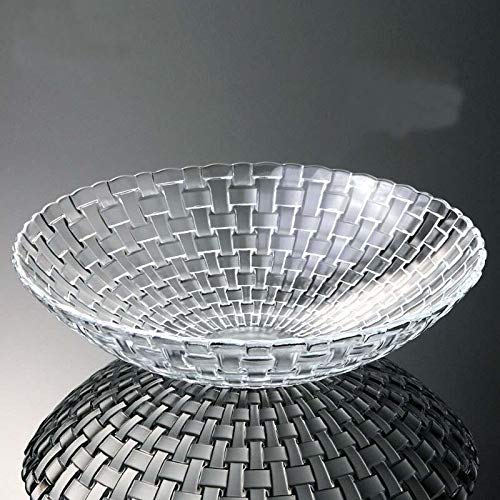 Image of Pure Source India Glass Floral Fruit Bowl for Dining Table Decoration, Home Decor & Gifting Purpose- 1 Piece, Transparent, 10 Inch