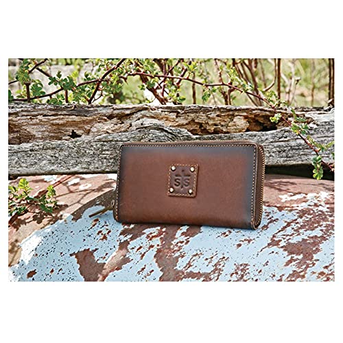 STS Ranchwear Women's Distressed Brown Leather Baroness Bi-fold Zip Wallet3