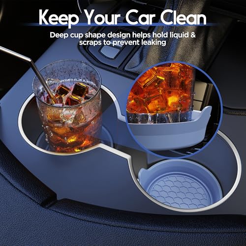 Image of Amooca Car Cup Coaster Universal Automotive Waterproof Non-Slip Cup Holders Sift-Proof Spill Holder Car Interior Accessories 4 Pack Gray Blue