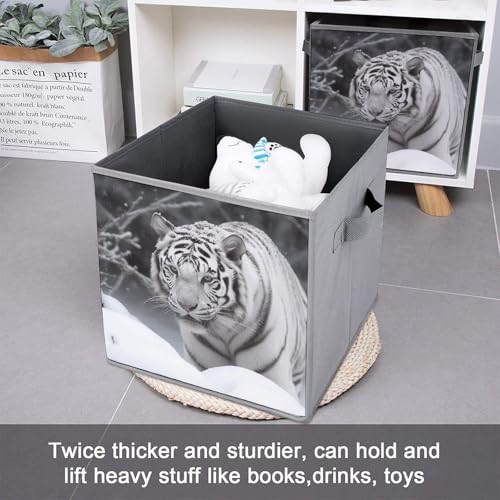 Boîtes de rangement avec poignées robustes et structure pliable en tissu - 7