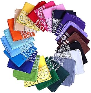 Bandanas,22 Pack Cotton Paisley Print Head Wrap Headwear Bandanas for Men Women,Multifunctional22*22 Inch Cotton Cowboy Wristband Headband for Head Cycling Hair