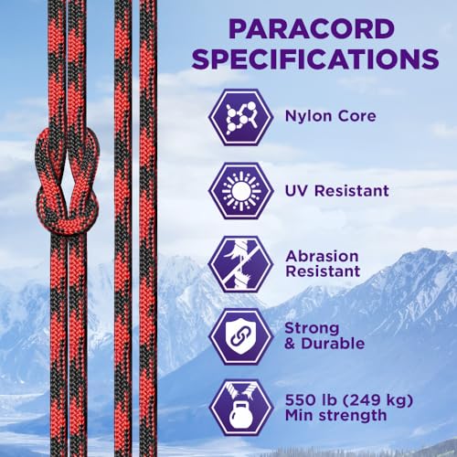 Image of TECEUM Reflective Paracord Rope 1000 - 1000ft /200ft /100ft /50ft - 40+ Colors - Glow in the Dark - para Cord - Utility Rope for Survival, Hunting & Camping Gear - Nylon String, Camping Rope, Tent Cord
