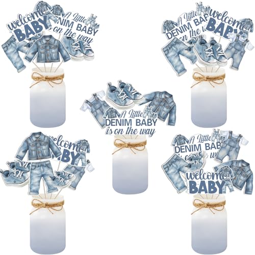 Décoration de baby shower garçon et centre de table denim bleu pour fête de grossesse Jollyboom