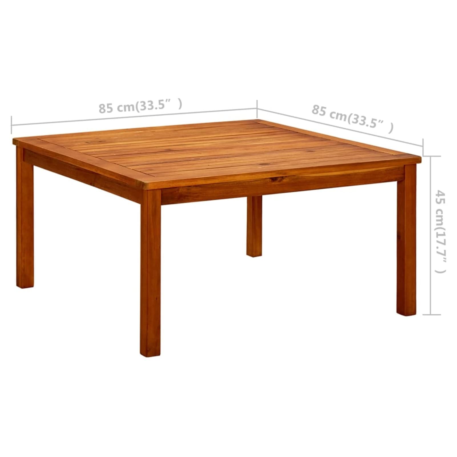 LAPOOH Ogrodowy stolik kawowy 85 x 85 x 45 cm lite drewno akacjowe, stolik kawowy ogrodowy, stolik pomocniczy na zewnątrz, stolik kawowy na zewnątrz-316396