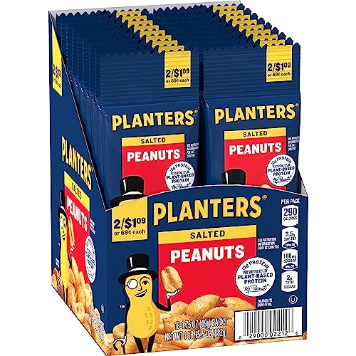 Image of PLANTERS Salted Peanuts, Plant Based Protein Snacks, 1.75 Oz (18 Ct)
