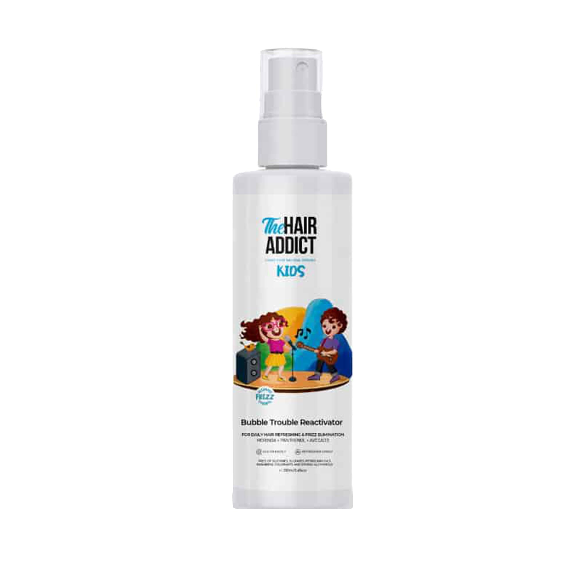 The Hair AddictBubble Trouble Kids Reactivator Spray - Daily Anti-Frizz Curl Refresher - Moringa Avocado Panthenol Formula - 250ml