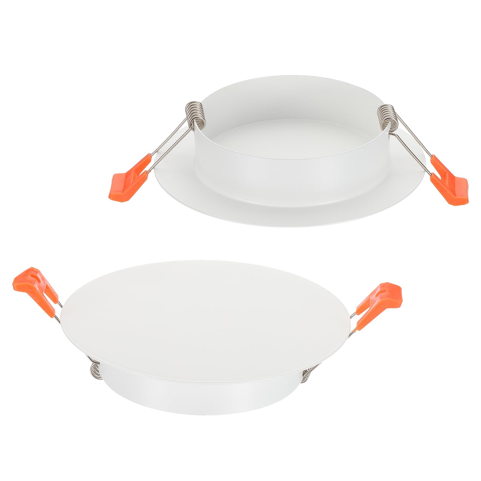 Awclub 4.7-Inch Metal Spring Mount Ceiling Cover Plates, Recessed Light Trim Wall, Downlight Hole Cap Decorative Panel with Buckle Fit 3.6-4.2inch Round Hole Ceiling Openings, Matte White 2 Pack