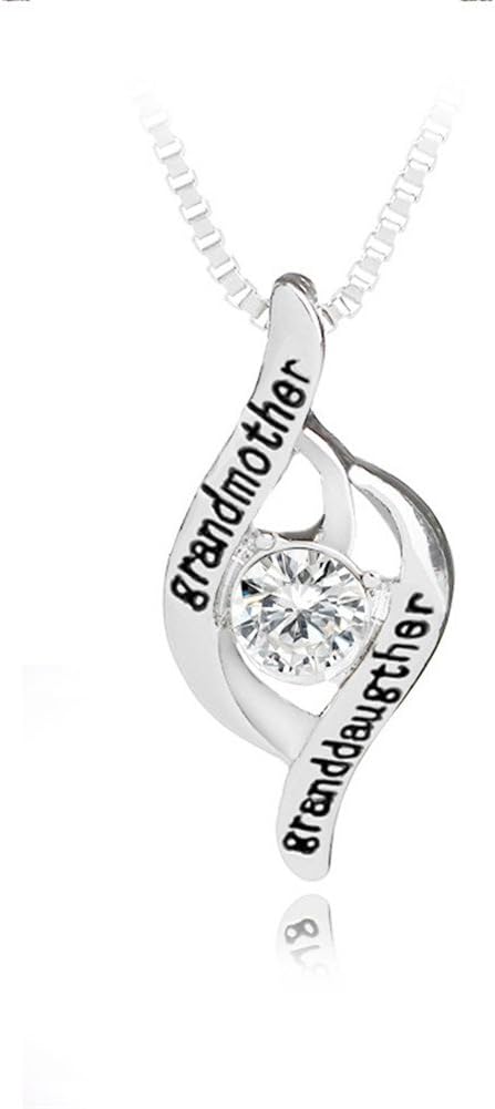 Gift for Grandma Granddaughter Heart Pendant Necklace Grandma Granddaughter Charm Necklace Gift for Granddaughter Grandmother