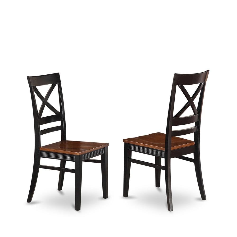 Solid Wood Dining Chairs with X-Back Set of by Furnifact – Wood, Black & Cherry, Pack of 2