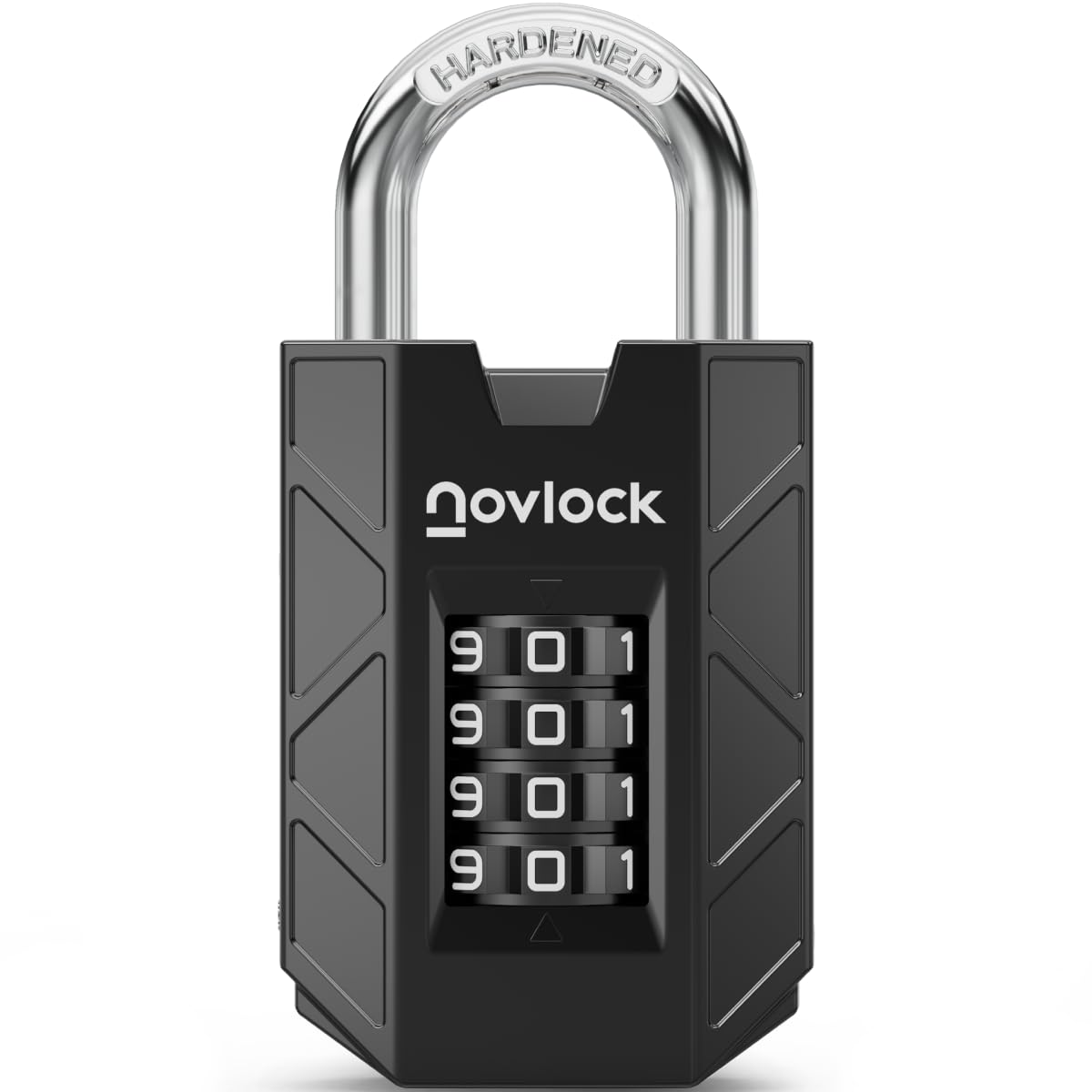 Novlock Black Combination Padlock – Sturdy & Secure 4-Digit Lock With Code For Gym, School & Work Lockers, Cabinets, Toolboxes, Sheds & Fences – 1-Pack,