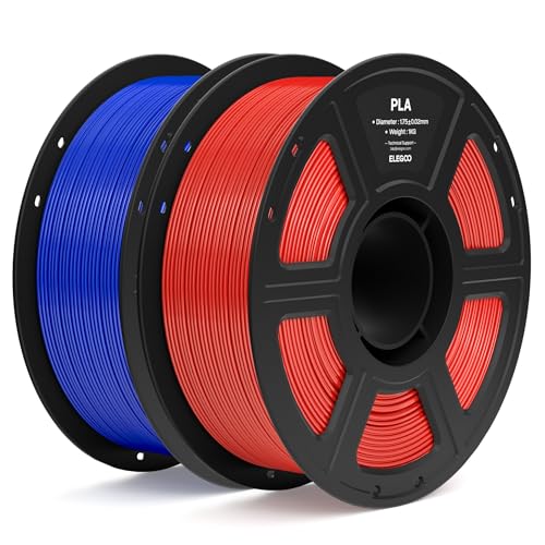 Image of ELEGOO PLA Filament 1.75mm True Red & Dark Blue 2KG, 3D Printer Filament Dimensional Accuracy + /- 0.02mm, 2pcs 1kg Spool(2.2lbs) Fit Most FDM 3D Printers