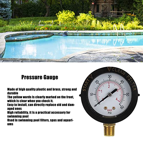 Pressure Gauge,Pool Pressure Gauge G1/4 Male Thread 0‑60 Psi Swimming Pool Accessories Home Water Pressure Test Gauge #TOP1