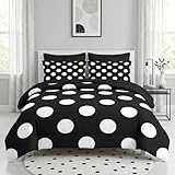 Pamnest Comforter Set Twin Size, Polka Dot 5 Pcs Bedding for Kids and Adults, Black and White Bed Sheet Sets with Fitted Sheet Pillowcase & Sham for Bedroom Bed Decor